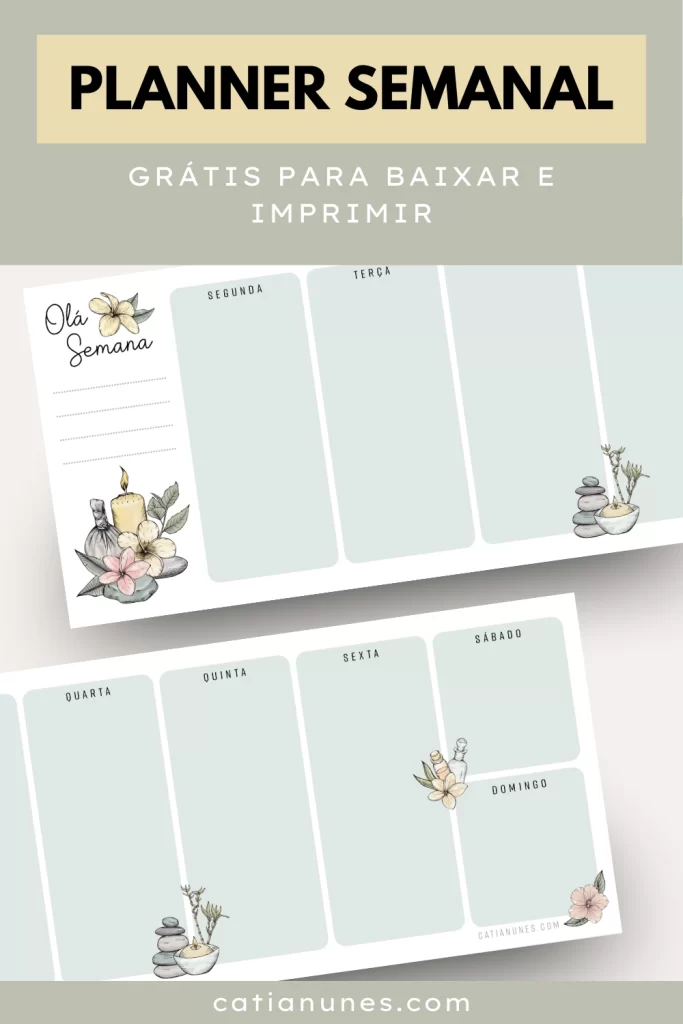 Organize sua Semana: Planner Semanal Gratuito! 4 planner semanal relax pinterest